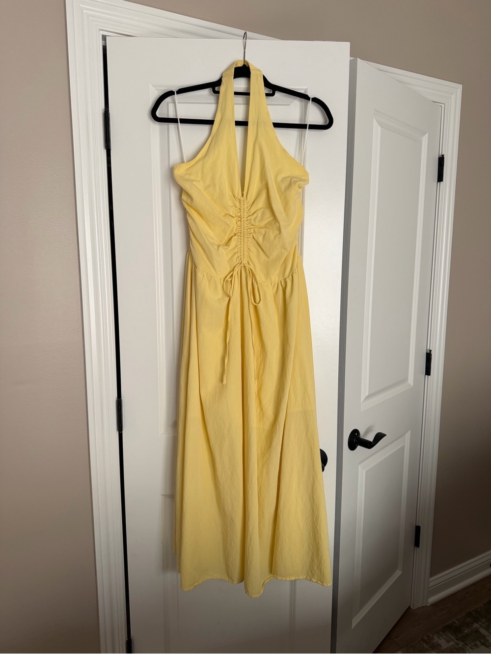 Hello Molly Yellow Halter Ruched Maxi Dress